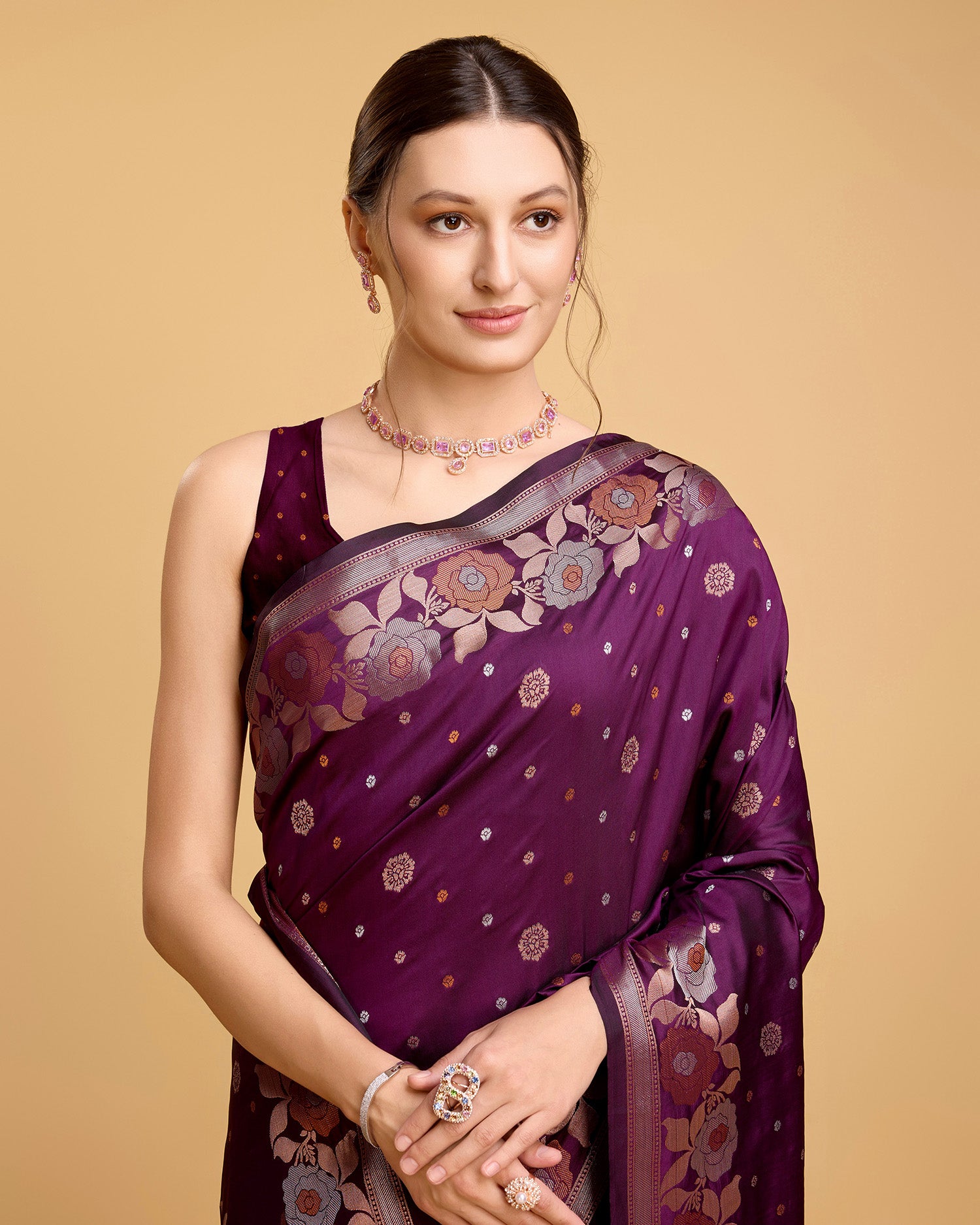 Fabrice Pure Jacquard Fabrics With Sona Chandi Pure Zari Work With A Bouquet Of Vibrant Pure Weave. Sheer Soft Saree Fabric Is Woven , Making It A Perfect Pick For Designing A Wedding And Festive Collection Saree - Perfect for Partywear / Bollywood