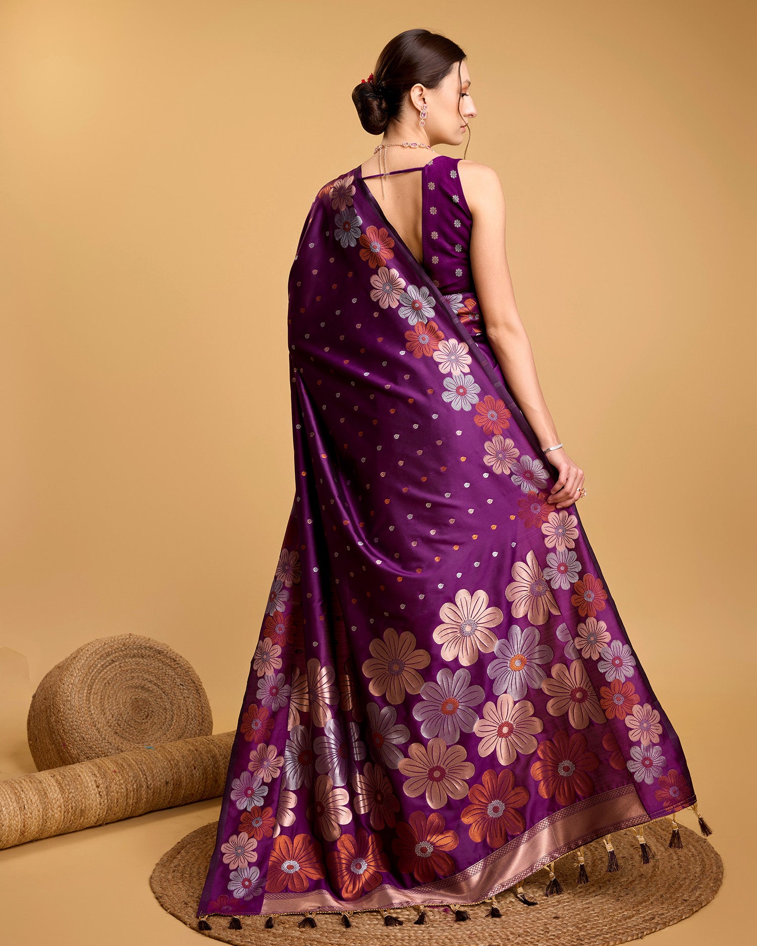 Fabrice Pure Jacquard Fabrics With Sona Chandi Pure Zari Work With A Bouquet Of Vibrant Pure Weave. Sheer Soft Saree Fabric Is Woven , Making It A Perfect Pick For Designing A Wedding And Festive Collection Saree - Perfect for Partywear / Bollywood
