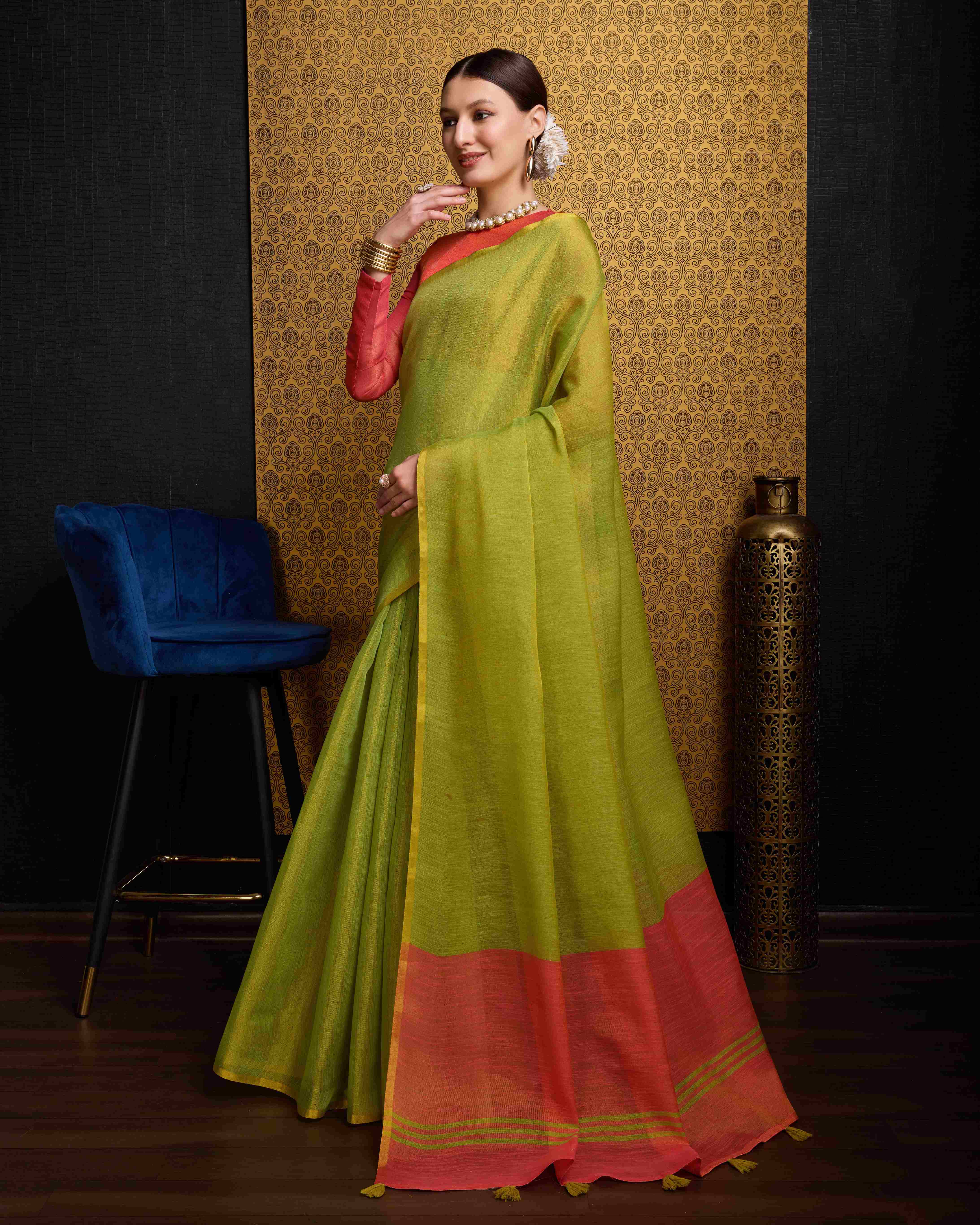 Linen Saree - Perfect for Partywear / Bollywood