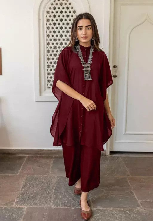 Heavy Georgette No sleve with Flared Kaftan Set
