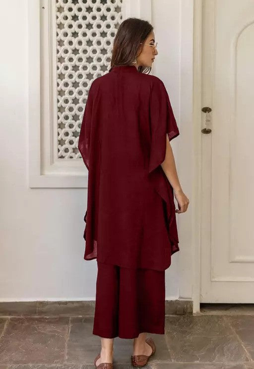 Heavy Georgette No sleve with Flared Kaftan Set