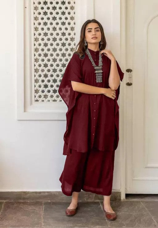 Heavy Georgette No sleve with Flared Kaftan Set