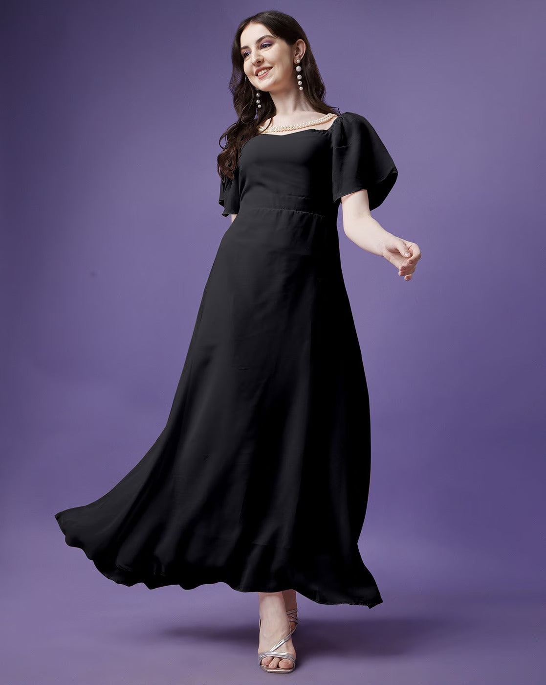 Designer Solid Georgette dress for women