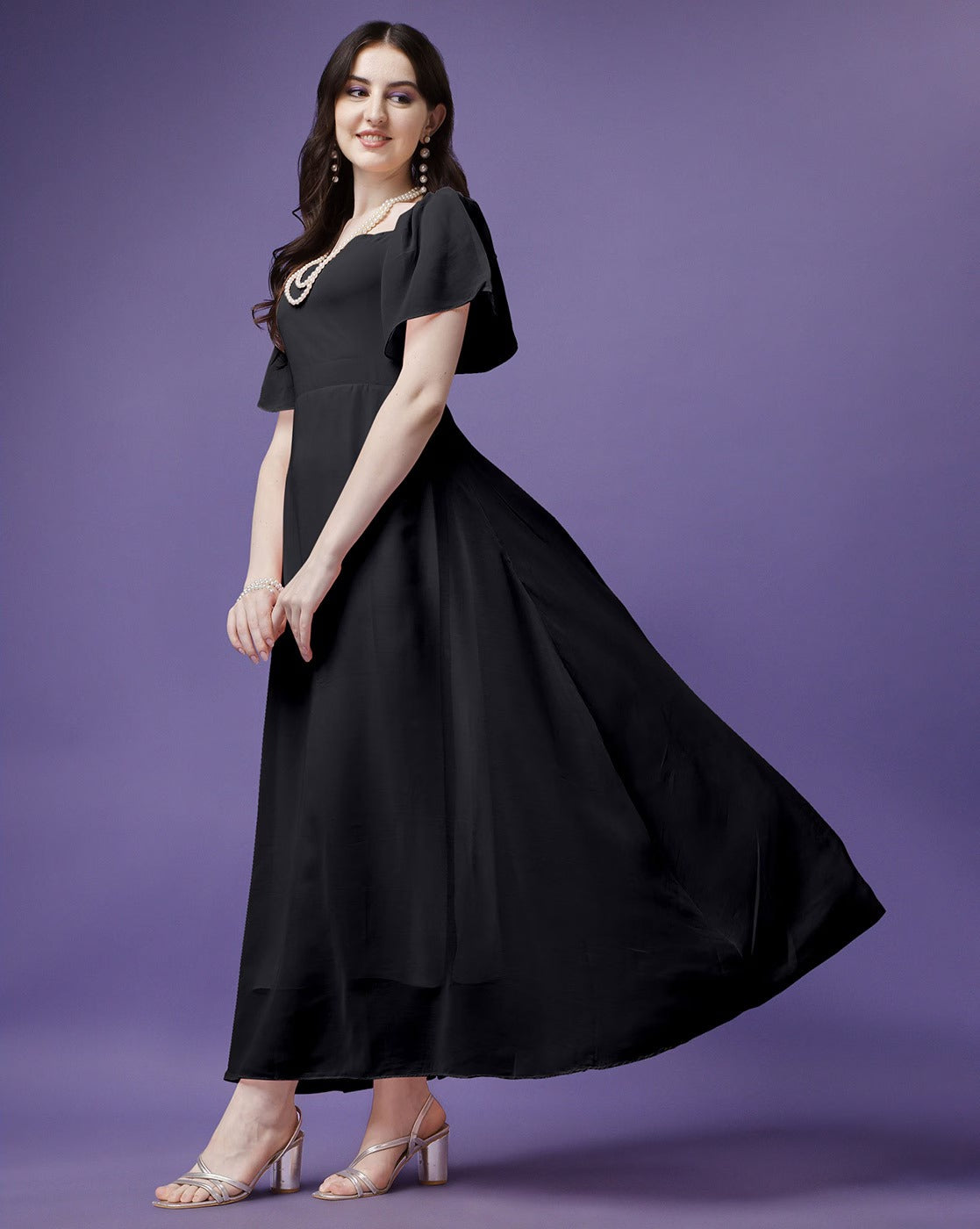 Designer Solid Georgette dress for women