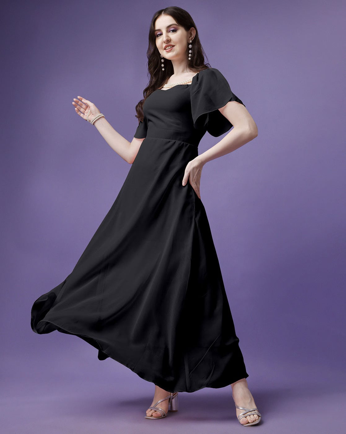 Designer Solid Georgette dress for women