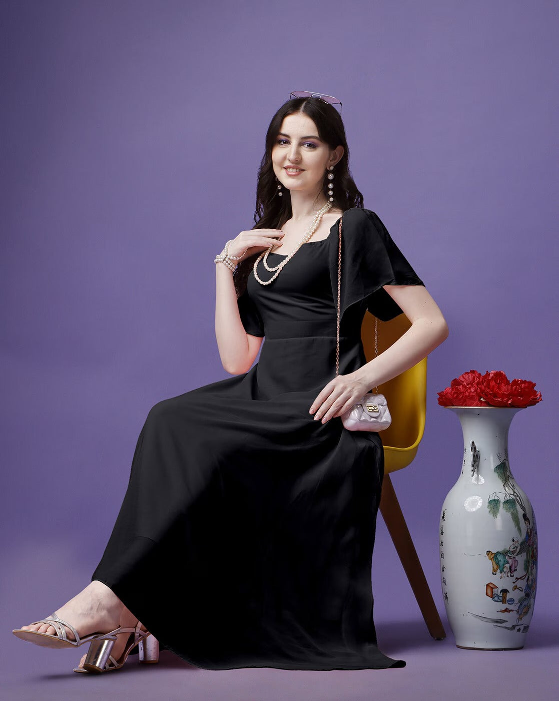 Designer Solid Georgette dress for women