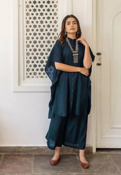 Heavy Georgette No sleve with Flared Kaftan Set