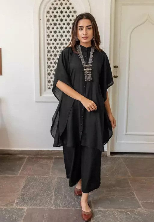 Heavy Georgette No sleve with Flared Kaftan Set