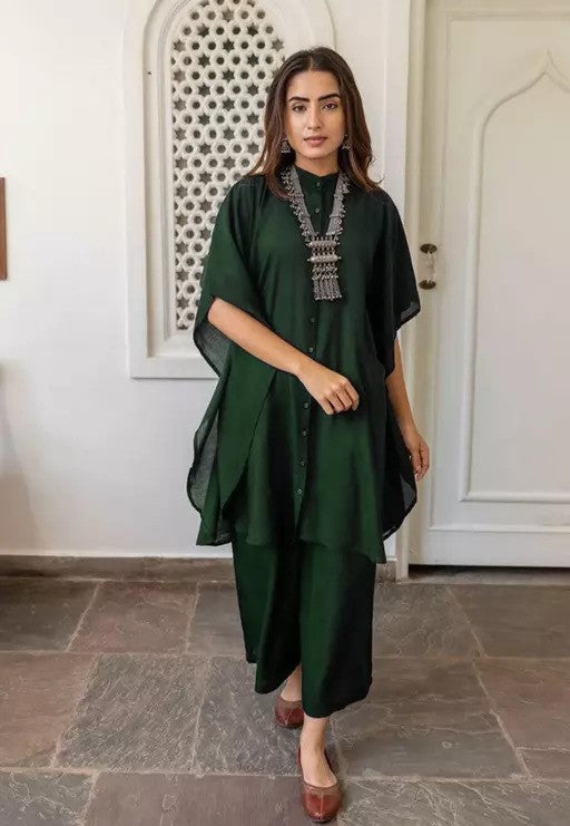 Heavy Georgette No sleve with Flared Kaftan Set