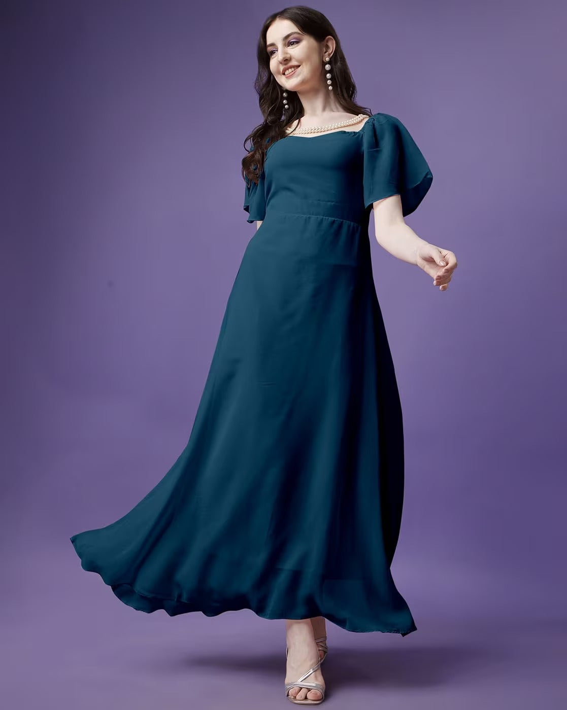 Designer Solid Georgette dress for women
