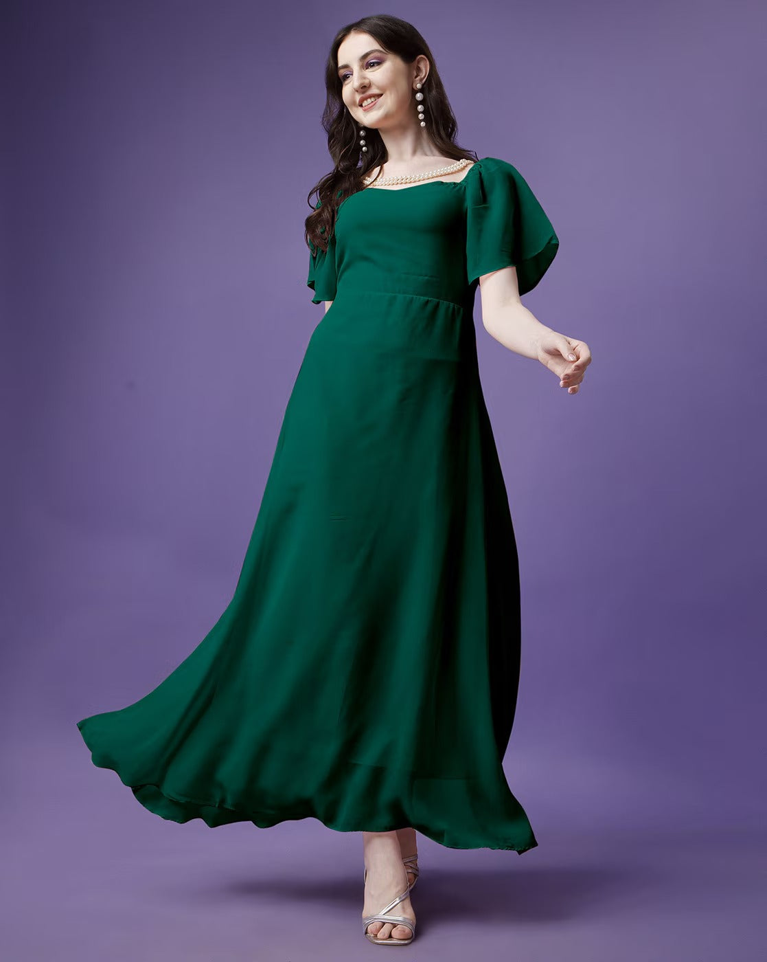 Designer Solid Georgette dress for women