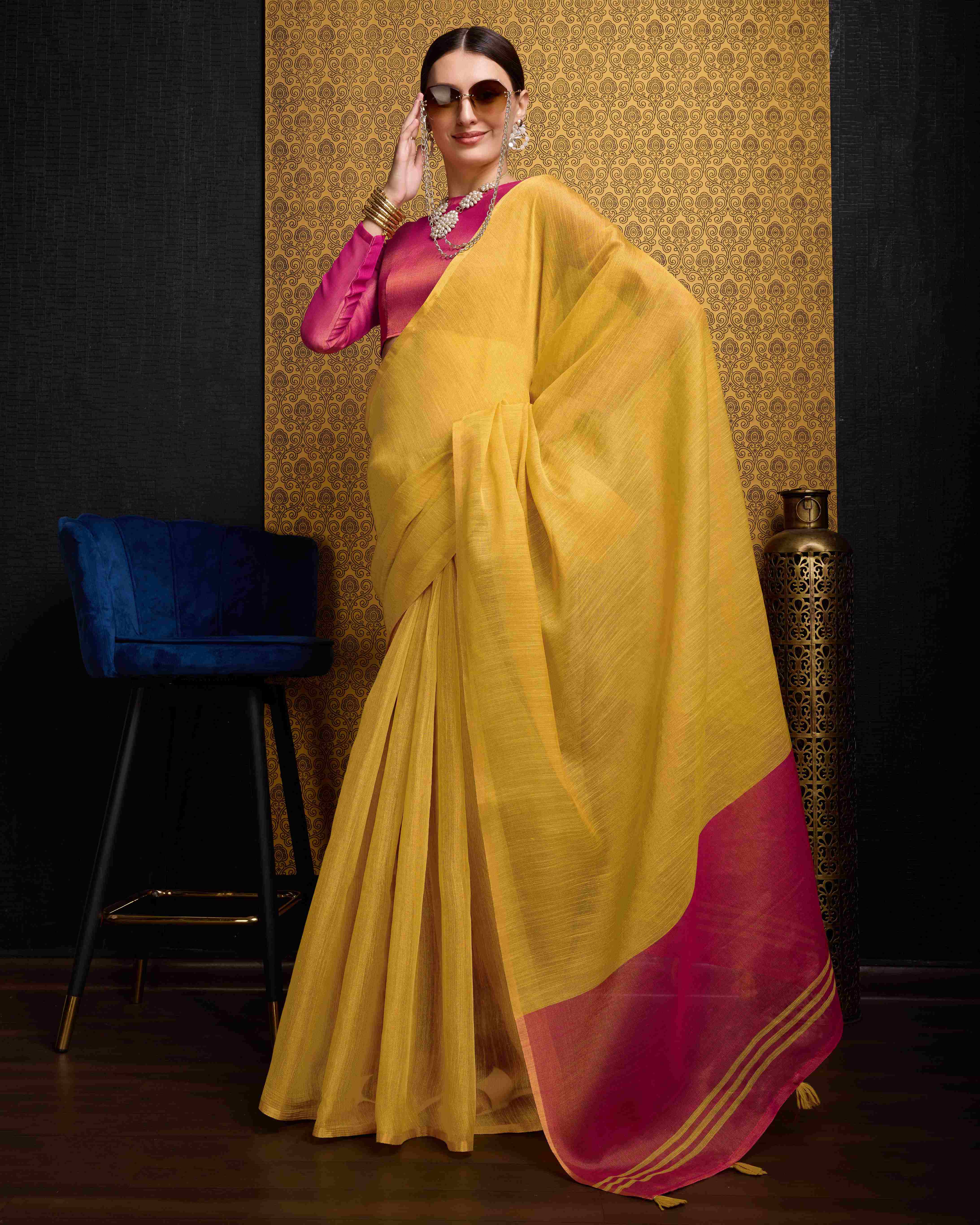 Linen Saree - Perfect for Partywear / Bollywood